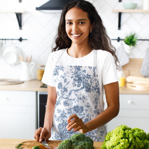 Elegant Frans gegraveerd Floral Toile-Blue Schort