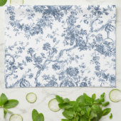 Elegant  Frans gegraveerd Floral Toile-Blue Theedoek (Gevouwen)