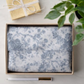 Elegant  Frans gegraveerd Floral Toile-Blue Tissuepapier (Geschenk)