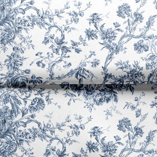 Elegant  Frans gegraveerd Floral Toile-Blue Tissuepapier