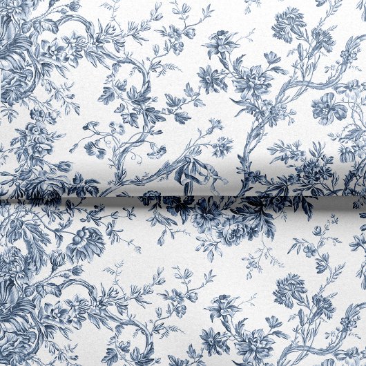 Elegant  Frans gegraveerd Floral Toile-Blue Tissuepapier
