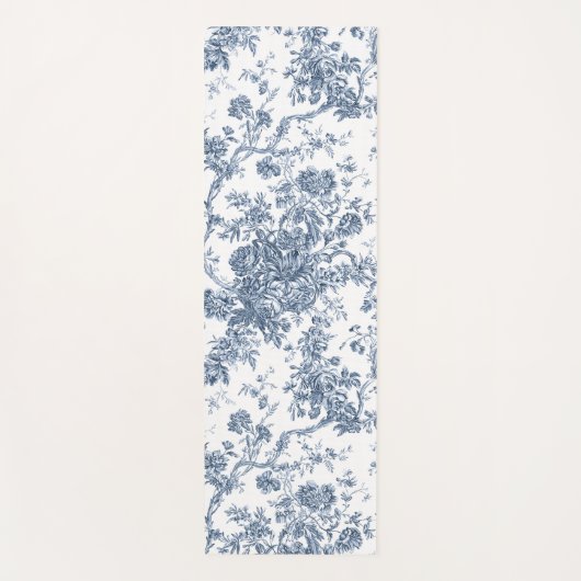 Elegant  Frans gegraveerd Floral Toile-Blue Yogamat (Voorkant)