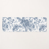 Elegant  Frans gegraveerd Floral Toile-Blue Yogamat (Voorkant (horizontaal))