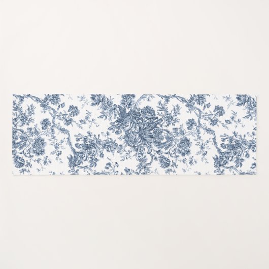 Elegant  Frans gegraveerd Floral Toile-Blue Yogamat (Voorkant (horizontaal))
