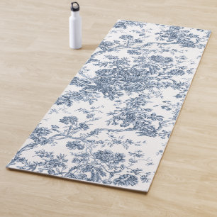 Elegant  Frans gegraveerd Floral Toile-Blue Yogamat