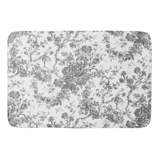 Elegant  Frans gegraveerd Floral Toile-Grey Badmat (Voorkant)