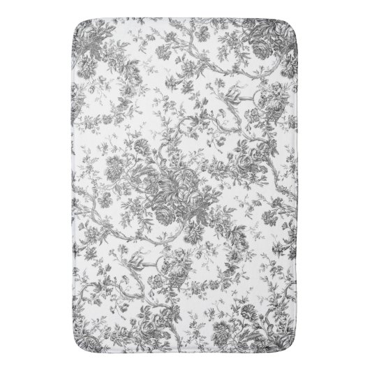 Elegant  Frans gegraveerd Floral Toile-Grey Badmat (Voorkant Verticaal)