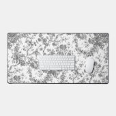 Elegant  Frans gegraveerd Floral Toile-Grey Bureaumat (Keyboard & Muis)