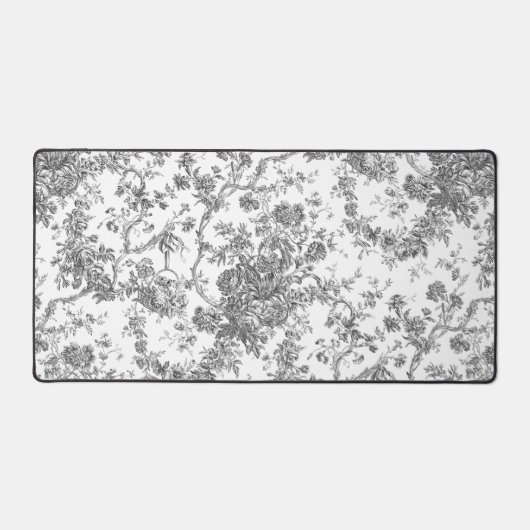 Elegant  Frans gegraveerd Floral Toile-Grey Bureaumat (Voorkant)