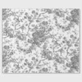 Elegant Frans gegraveerd Floral Toile-Grey Cadeaupapier (Vlak)