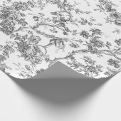 Elegant Frans gegraveerd Floral Toile-Grey Cadeaupapier (Hoek)