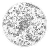 Elegant  Frans gegraveerd Floral Toile-Grey Keramische Knop (Voorkant)