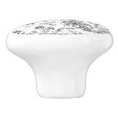 Elegant  Frans gegraveerd Floral Toile-Grey Keramische Knop (Zijkant)