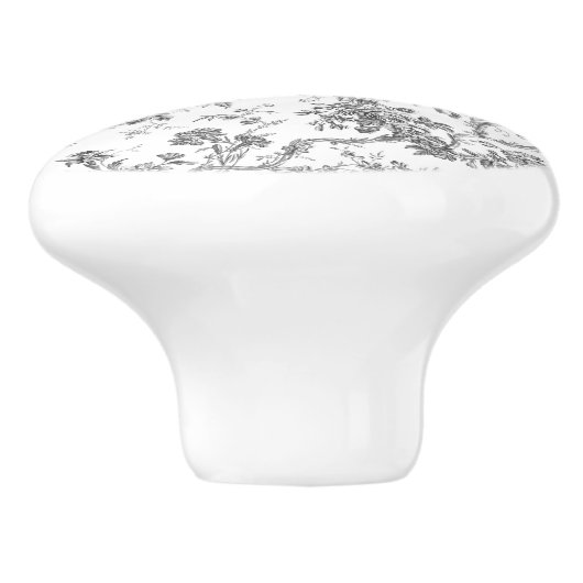 Elegant  Frans gegraveerd Floral Toile-Grey Keramische Knop (Zijkant)