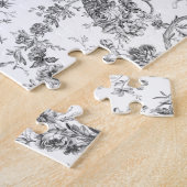 Elegant  Frans gegraveerd Floral Toile-Grey Legpuzzel (Zijkant)