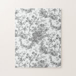 Elegant  Frans gegraveerd Floral Toile-Grey Legpuzzel<br><div class="desc">Elegant en  grijs en wit  toile de jouy patroon met exotische bloemen,  wijnstokken en bladeren,  met deklagen en manden van rozen. Dit patroon werd aangepast aan een historisch Frans textielfragment van ca. 1910 in het Smithsonian collectie. Het patroon is hoge res maar kan niet worden betegeld.</div>