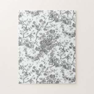 Elegant  Frans gegraveerd Floral Toile-Grey Legpuzzel