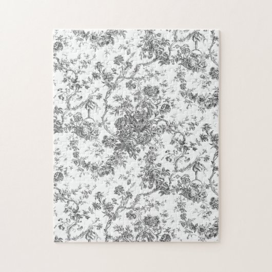 Elegant  Frans gegraveerd Floral Toile-Grey Legpuzzel (Verticaal)