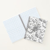 Elegant  Frans gegraveerd Floral Toile-Grey Notitieboek (Binnen)
