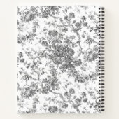 Elegant  Frans gegraveerd Floral Toile-Grey Notitieboek (Achterkant)