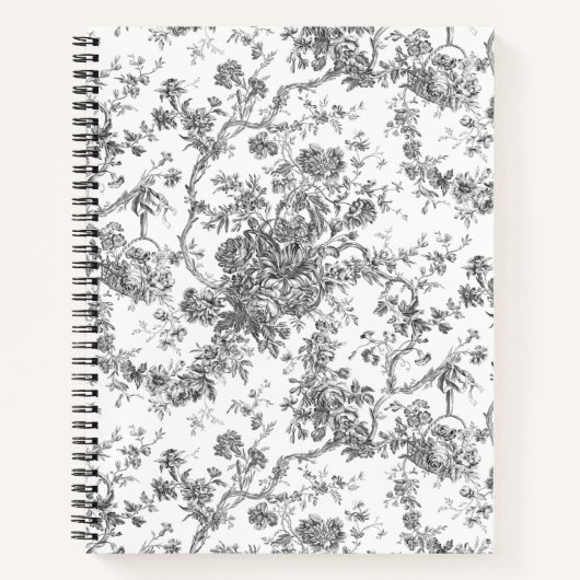 Elegant  Frans gegraveerd Floral Toile-Grey Notitieboek (Voorkant)