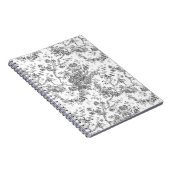 Elegant  Frans gegraveerd Floral Toile-Grey Notitieboek (Rechterzijde)