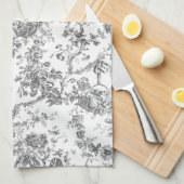 Elegant  Frans gegraveerd Floral Toile-Grey Theedoek (Quarter Fold)