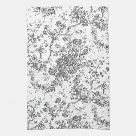 Elegant  Frans gegraveerd Floral Toile-Grey Theedoek (Verticaal)