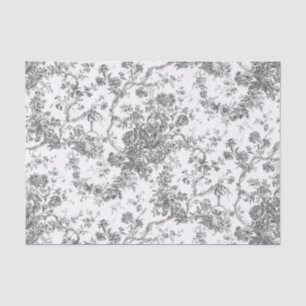 Elegant  Frans gegraveerd Floral Toile-Grey Tissuepapier