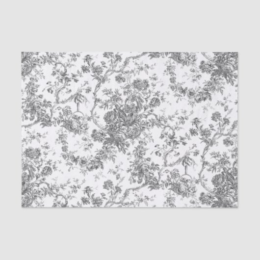 Elegant  Frans gegraveerd Floral Toile-Grey Tissuepapier (Voorkant)