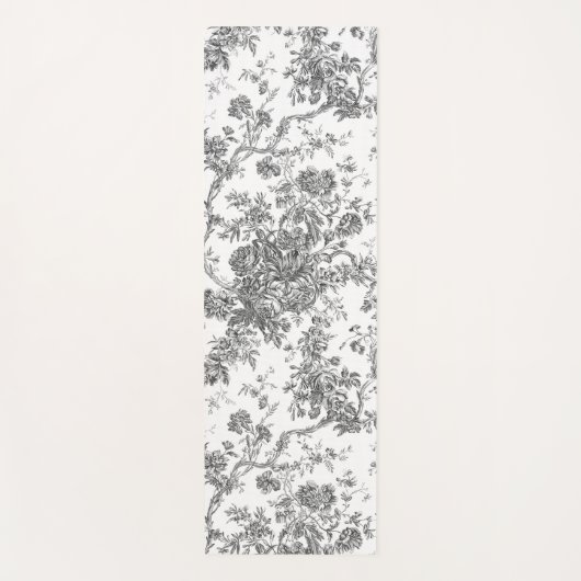 Elegant  Frans gegraveerd Floral Toile-Grey Yogamat (Voorkant)