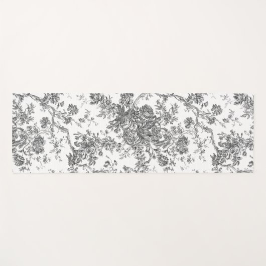 Elegant  Frans gegraveerd Floral Toile-Grey Yogamat (Voorkant (horizontaal))
