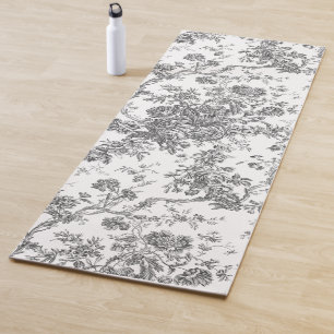 Elegant  Frans gegraveerd Floral Toile-Grey Yogamat