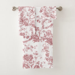 Elegant  Frans gegraveerd Floral Toile-Pink Bad Handdoek
