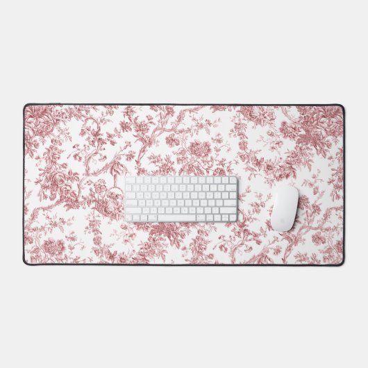Elegant  Frans gegraveerd Floral Toile-Pink Bureaumat (Keyboard & Muis)