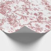Elegant  Frans gegraveerd Floral Toile-Pink Cadeaupapier (Hoek)