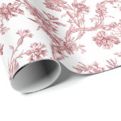 Elegant  Frans gegraveerd Floral Toile-Pink Cadeaupapier (Rol Hoek)