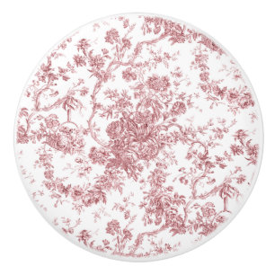 Elegant  Frans gegraveerd Floral Toile-Pink Keramische Knop