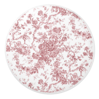 Elegant  Frans gegraveerd Floral Toile-Pink Keramische Knop