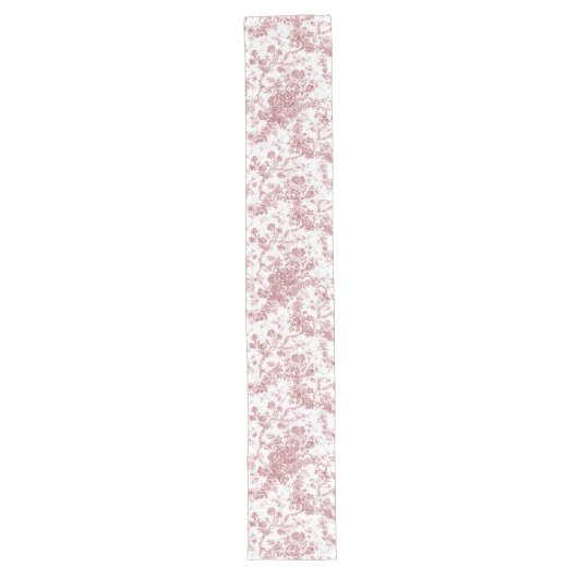 Elegant  Frans gegraveerd Floral Toile-Pink Lange Tafelloper (Voorkant)