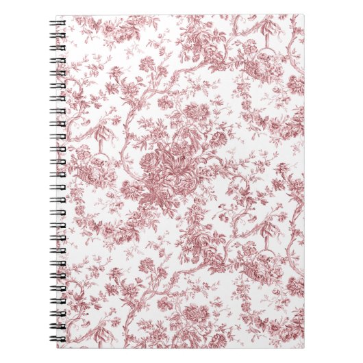 Elegant  Frans gegraveerd Floral Toile-Pink Notitieboek (Voorkant)