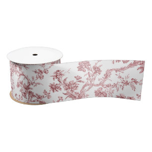 Elegant  Frans gegraveerd Floral Toile-Pink Satijnen Lint