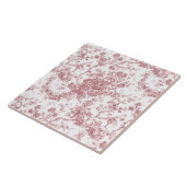 Elegant  Frans gegraveerd Floral Toile-Pink Tegeltje (Zijkant)