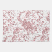 Elegant  Frans gegraveerd Floral Toile-Pink Theedoek (Horizontaal)