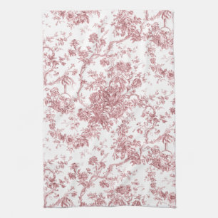 Elegant  Frans gegraveerd Floral Toile-Pink Theedoek