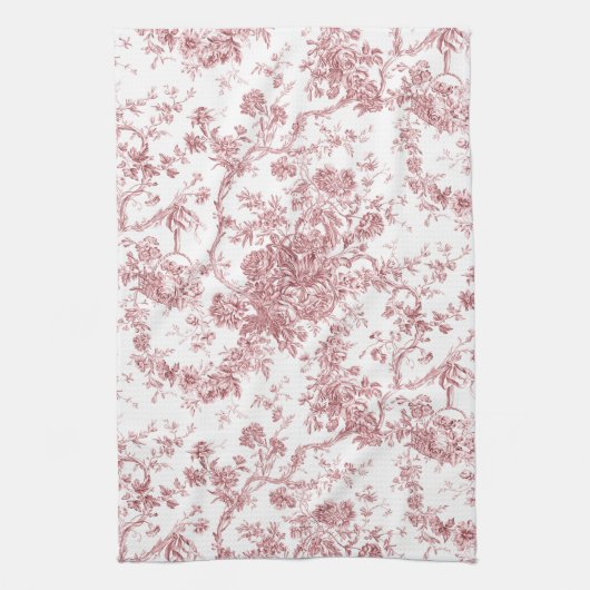 Elegant  Frans gegraveerd Floral Toile-Pink Theedoek (Verticaal)