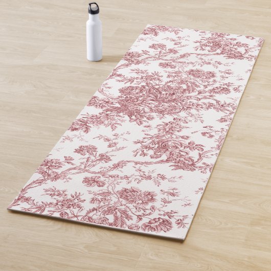 Elegant  Frans gegraveerd Floral Toile-Pink Yogamat (In situ)