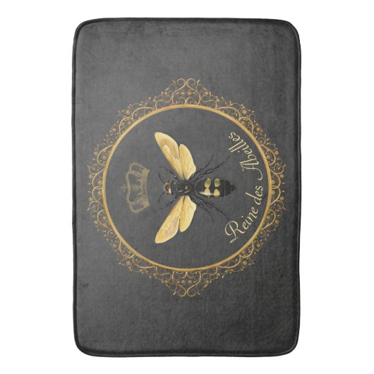 Elegant Frans Koningin Bee Grijs Goud Geel Badmat (Voorkant Verticaal)