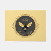 Elegant Frans Koningin Bee Grijs Goud Geel Deurmat (Voorkant)