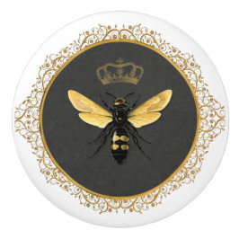 Elegant Frans Koningin Bee Grijs Goud Geel Keramische Knop